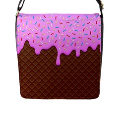 Chocolate And Strawberry Icecream Flap Messenger Bag (l)  by jumpercat