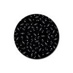 Music Tones Black Rubber Coaster (Round)  Front