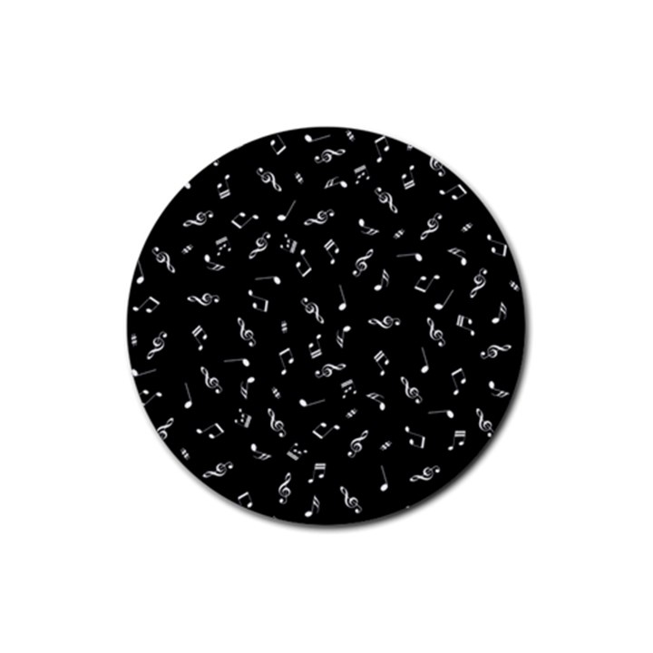 Music Tones Black Rubber Coaster (Round) 