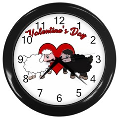 Valentines Day - Sheep  Wall Clocks (black) by Valentinaart