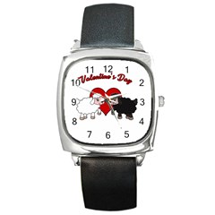 Valentines Day - Sheep  Square Metal Watch by Valentinaart