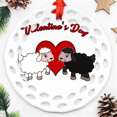 Valentines Day - Sheep  Round Filigree Ornament (two Sides) by Valentinaart