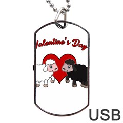 Valentines Day - Sheep  Dog Tag Usb Flash (one Side) by Valentinaart