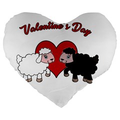 Valentines Day - Sheep  Large 19  Premium Heart Shape Cushions by Valentinaart