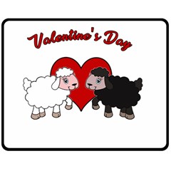 Valentines Day - Sheep  Double Sided Fleece Blanket (medium)  by Valentinaart