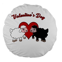 Valentines Day - Sheep  Large 18  Premium Flano Round Cushions by Valentinaart