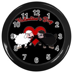 Valentines Day - Sheep  Wall Clocks (black)