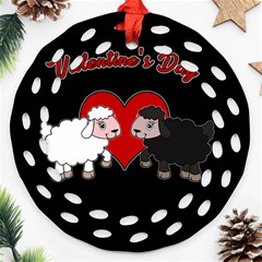 Valentines Day - Sheep  Ornament (round Filigree) by Valentinaart