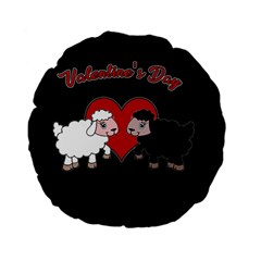 Valentines Day - Sheep  Standard 15  Premium Flano Round Cushions by Valentinaart