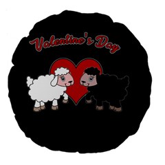 Valentines Day - Sheep  Large 18  Premium Flano Round Cushions by Valentinaart