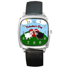 Valentines Day - Sheep  Square Metal Watch by Valentinaart