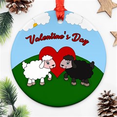 Valentines Day - Sheep  Round Ornament (two Sides) by Valentinaart