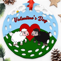 Valentines Day - Sheep  Round Filigree Ornament (two Sides) by Valentinaart