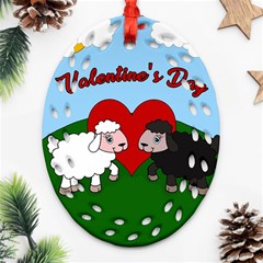 Valentines Day - Sheep  Ornament (oval Filigree) by Valentinaart