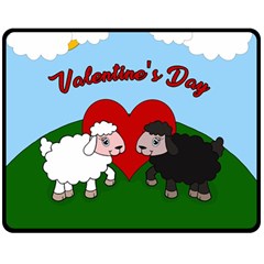 Valentines Day - Sheep  Double Sided Fleece Blanket (medium)  by Valentinaart