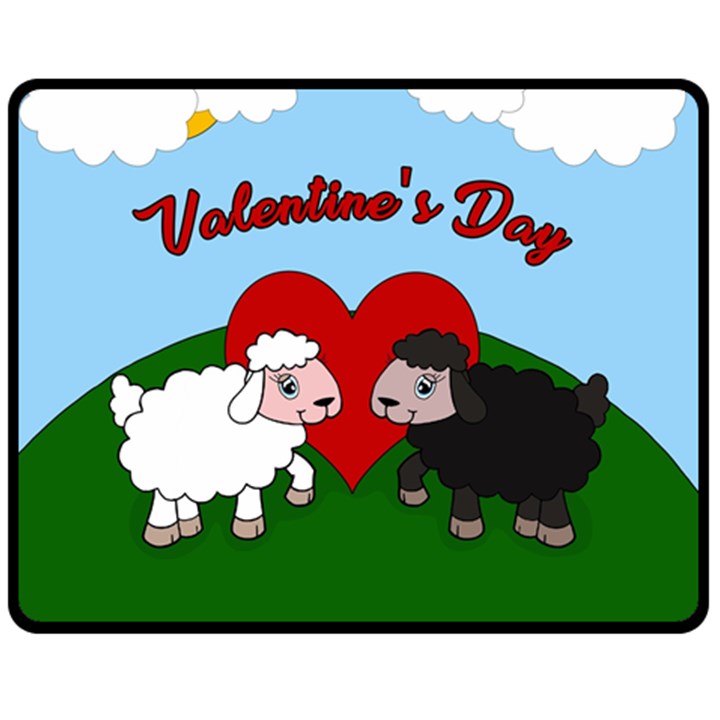 Valentines day - Sheep  Double Sided Fleece Blanket (Medium) 