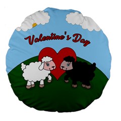 Valentines Day - Sheep  Large 18  Premium Flano Round Cushions by Valentinaart