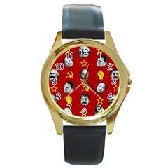 Communist Leaders Round Gold Metal Watch by Valentinaart