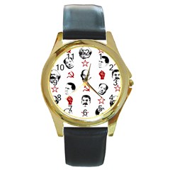 Communist Leaders Round Gold Metal Watch by Valentinaart