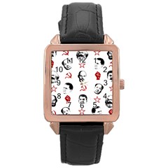 Communist Leaders Rose Gold Leather Watch  by Valentinaart