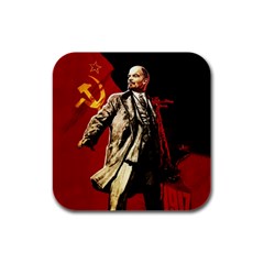 Lenin  Rubber Square Coaster (4 Pack)  by Valentinaart