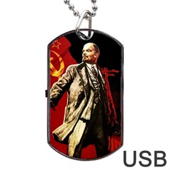 Lenin  Dog Tag Usb Flash (one Side) by Valentinaart