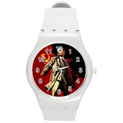 Lenin  Round Plastic Sport Watch (m) by Valentinaart