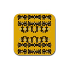 Ornate Circulate Is Festive In Flower Decorative Rubber Coaster (square)  by pepitasart