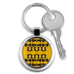 Ornate Circulate Is Festive In Flower Decorative Key Chains (round)  by pepitasart