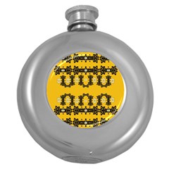 Ornate Circulate Is Festive In Flower Decorative Round Hip Flask (5 Oz) by pepitasart