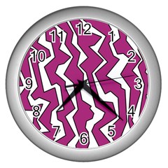 Electric Pink Polynoise Wall Clocks (silver)  by jumpercat