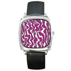 Electric Pink Polynoise Square Metal Watch by jumpercat