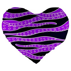 Purple Tentacles Large 19  Premium Heart Shape Cushions by jumpercat