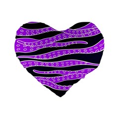 Purple Tentacles Standard 16  Premium Flano Heart Shape Cushions by jumpercat