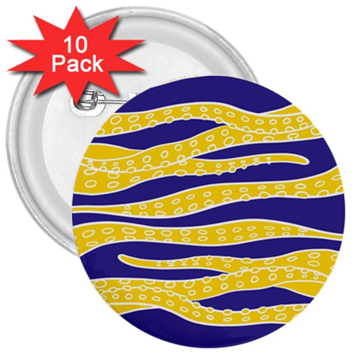 Yellow Tentacles 3  Buttons (10 pack) 