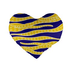 Yellow Tentacles Standard 16  Premium Flano Heart Shape Cushions by jumpercat