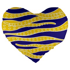 Yellow Tentacles Large 19  Premium Flano Heart Shape Cushions by jumpercat