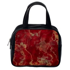 Marble Red Yellow Background Classic Handbags (one Side) by Nexatart