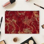 Marble Red Yellow Background Cosmetic Bag (Large)  Front