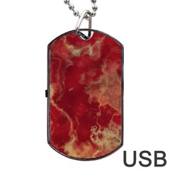 Marble Red Yellow Background Dog Tag Usb Flash (one Side) by Nexatart