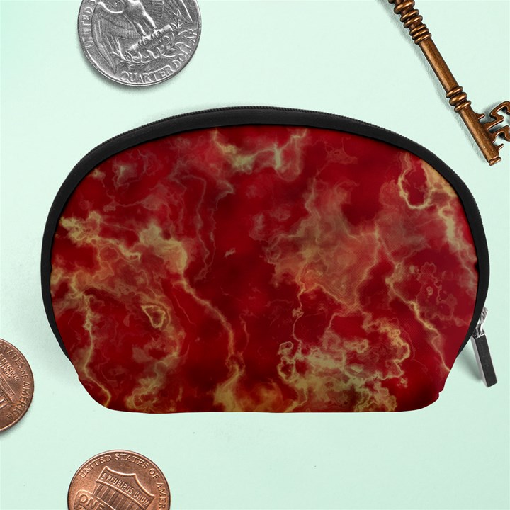 Marble Red Yellow Background Accessory Pouches (Large) 