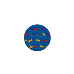 Fish Blue Background Pattern Texture 1  Mini Magnets by Nexatart