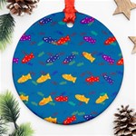 Fish Blue Background Pattern Texture Ornament (Round) Front