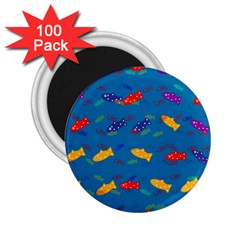 Fish Blue Background Pattern Texture 2 25  Magnets (100 Pack)  by Nexatart