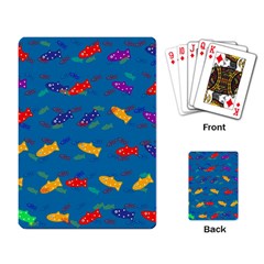 Fish Blue Background Pattern Texture Playing Card by Nexatart