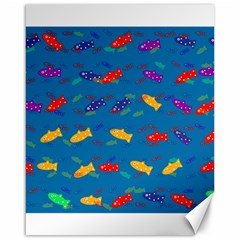 Fish Blue Background Pattern Texture Canvas 16  X 20   by Nexatart