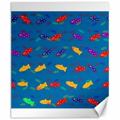 Fish Blue Background Pattern Texture Canvas 20  X 24   by Nexatart