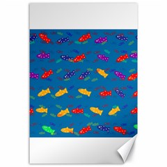 Fish Blue Background Pattern Texture Canvas 24  X 36  by Nexatart