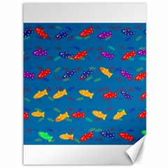 Fish Blue Background Pattern Texture Canvas 36  X 48   by Nexatart