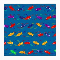 Fish Blue Background Pattern Texture Medium Glasses Cloth by Nexatart